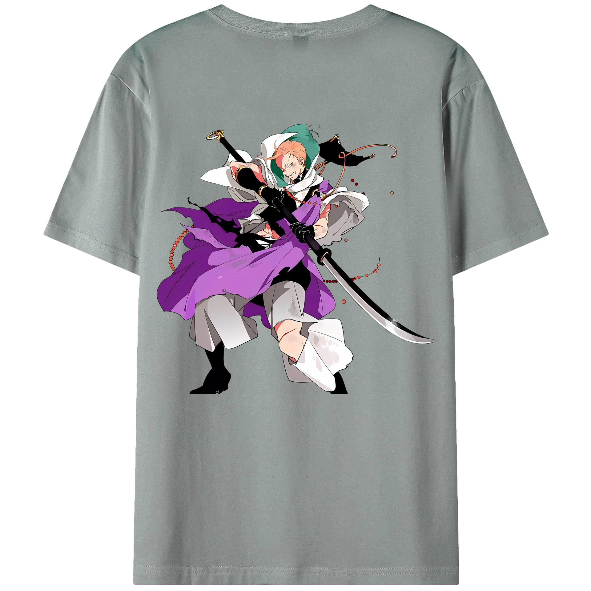 （画像用） 刀剣乱舞 Touken Ranbu 綿100％ メンズ半袖Tシャツ（バックプリント） 通気性